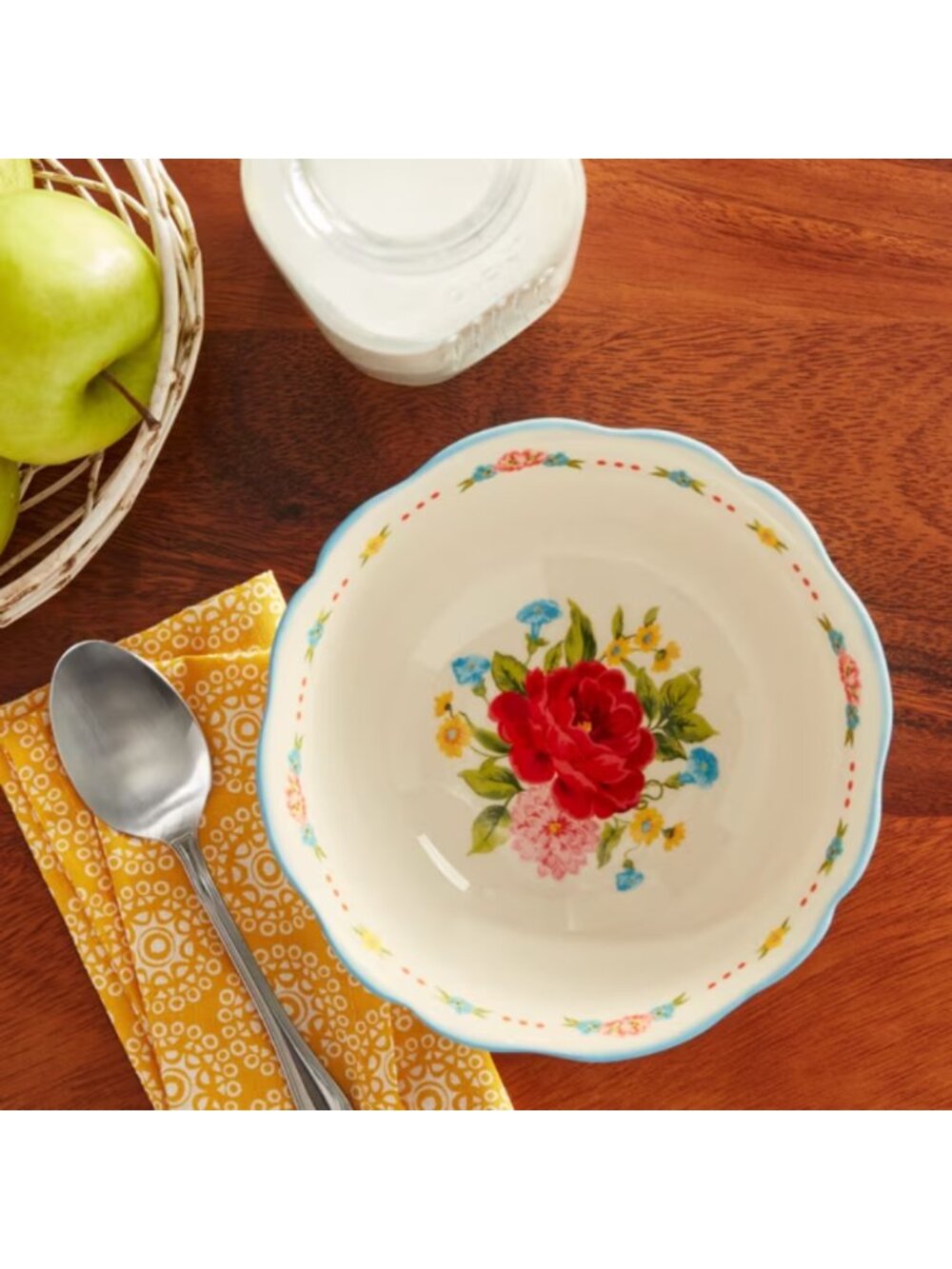 The Pioneer Woman Home Blue Kitchen Dinnerware Sweet Rose Ceramic 6 Inch Bowl